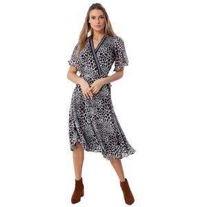 Hale Bob Wrap Dress Small Mob Wife Flowy Animal Print Dark Romantic Grunge